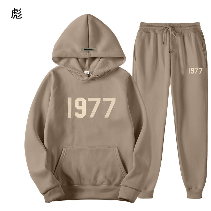 Ensemble pull polaire ample ESSENTIALS Double FOG Fashion Brand High Street, sweat à capuche unisexe avec inscription 1977.
