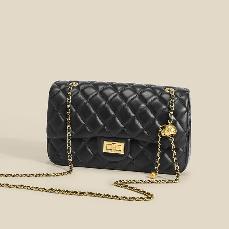 Caviar Lingge Women's Summer New Versatile Trend 2024 Western Fashion Chain Small Square Single Shoulder Crossbody Bag