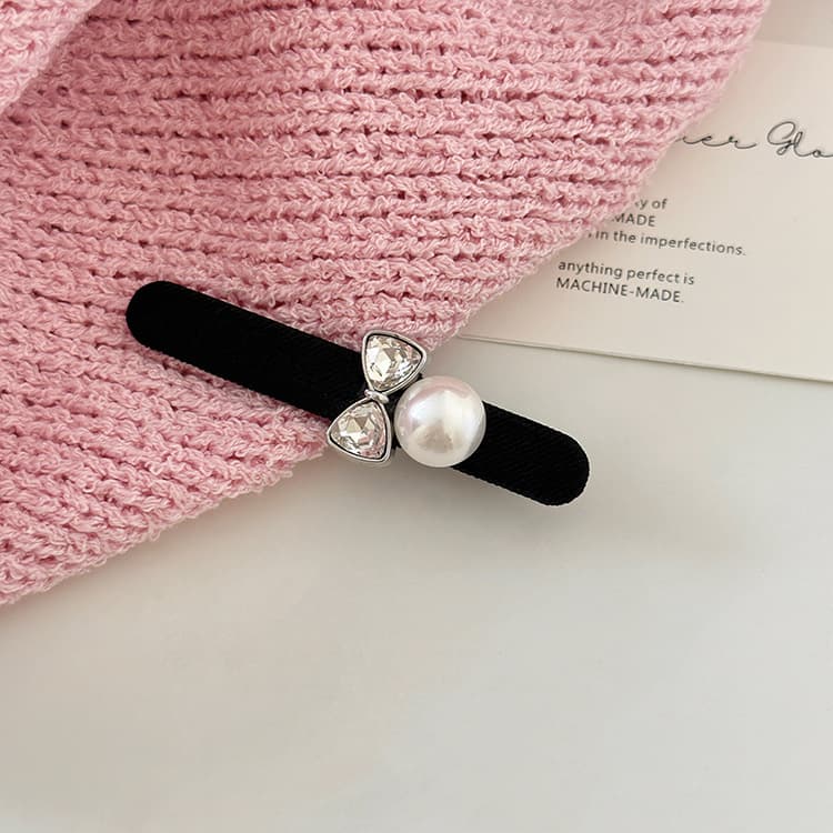 French Pearl Black hair clip women's all-match side bangs hairpin forehead 2023 new headdress clip