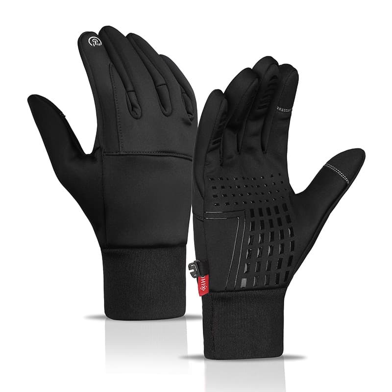 Outdoor waterproof gloves autumn and winter touch screen men's windproof warm cycling zipper sports plus velvet mountaineering skiing gloves