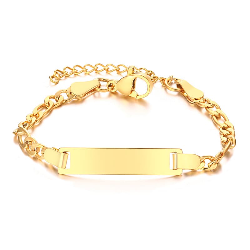 Children's Bracelet Stainless Steel Blank Curved Plate Adjustable 12+3CM Can Be Engraved Hand Jewelry