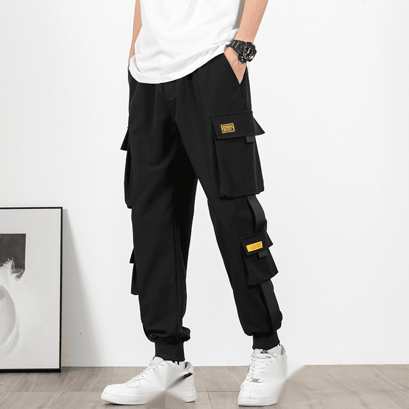 2024 Spring Drawstring Feet Tight Work Trendy Men's Loose Korean Version Large Size Internet Red Same Style Straight leg