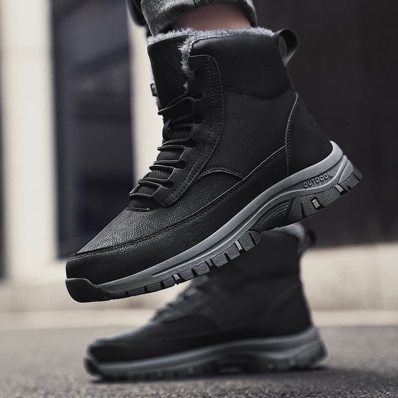 Men's mountaineering shoes plus pile thickened warm northeast large size cotton boots high top warm shoes