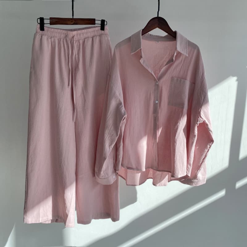 Women's Clothing Cotton And Linen Shirt Suit High-waisted Pant Suit