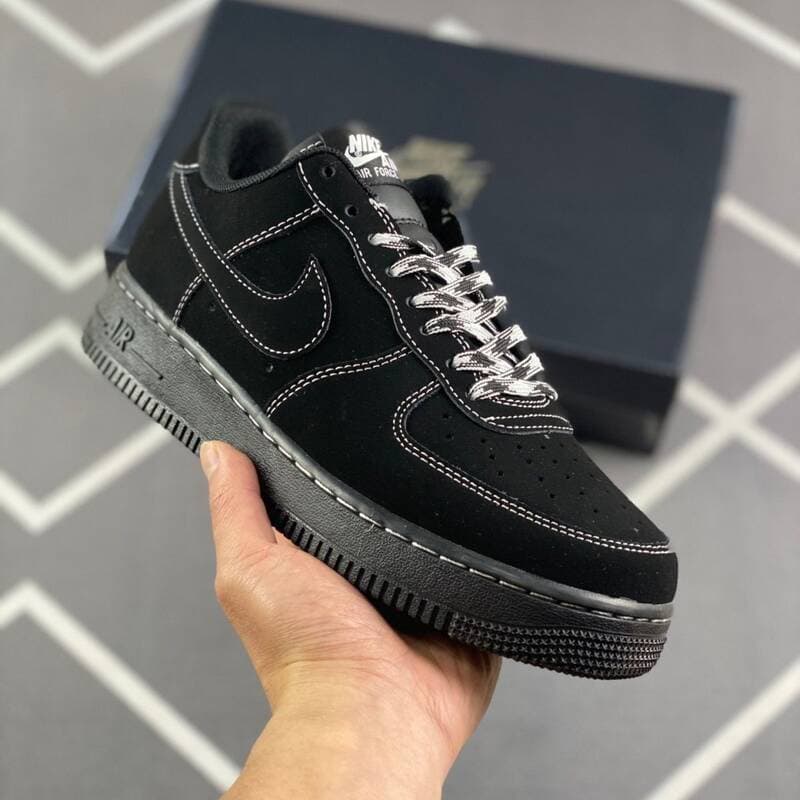 Baskets basses Nike AF1 Air Force One Starry noires et blanches, unisexes, tendance été, chaussures de sport décontractées et polyvalentes pour c