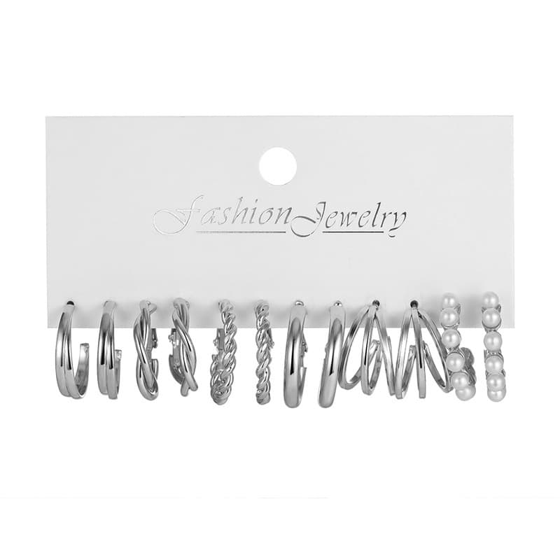 Lot de 11 boucles d'oreilles en perles torsadées en forme de cœur pour femmes, très tendance
