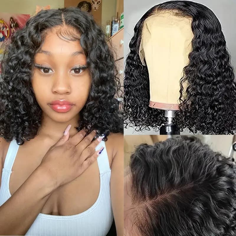 Synthetic Lace Front Wig Curly Hair Extensions Average Size Body Wave Long Medium Short For Daily Use