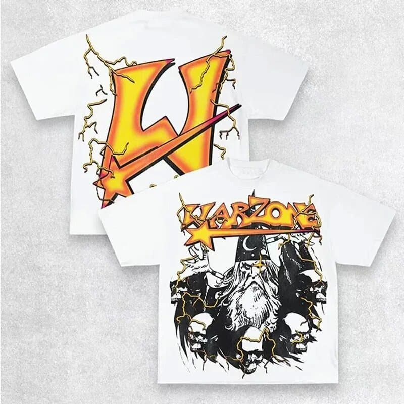 Men's Clothing Punk Street Cotton Crew Neck Oversized Short Sleeve Tops T Shirt