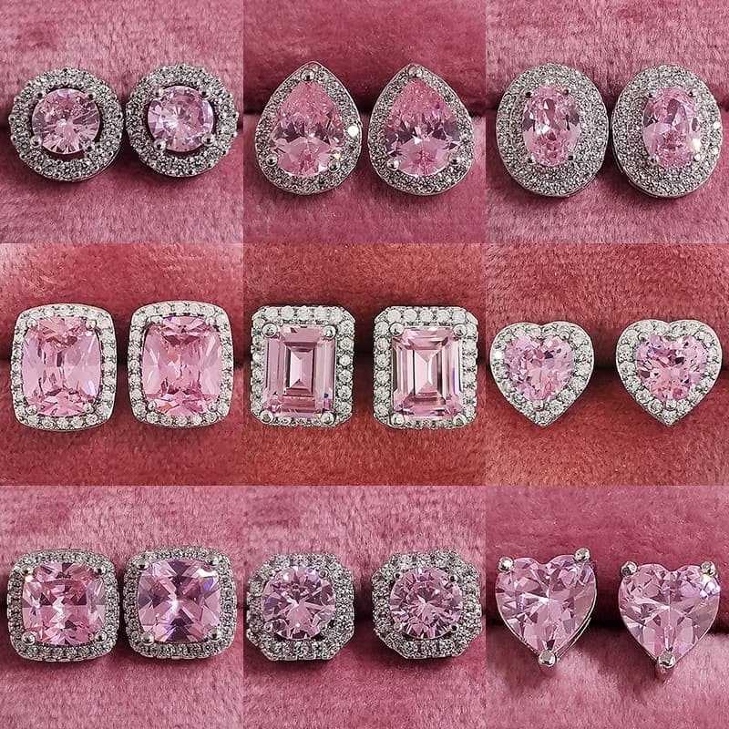 Pink zircon women's earrings z7