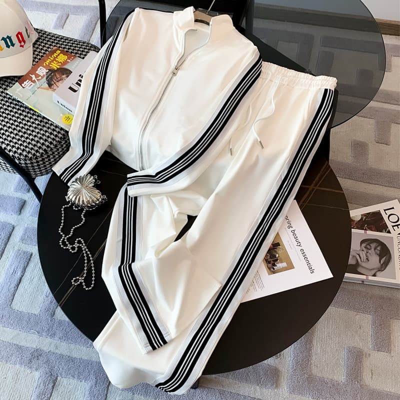 Women's Clothing Fashion wide leg pants sportswear suits casual cardigan sweater running two piece suit