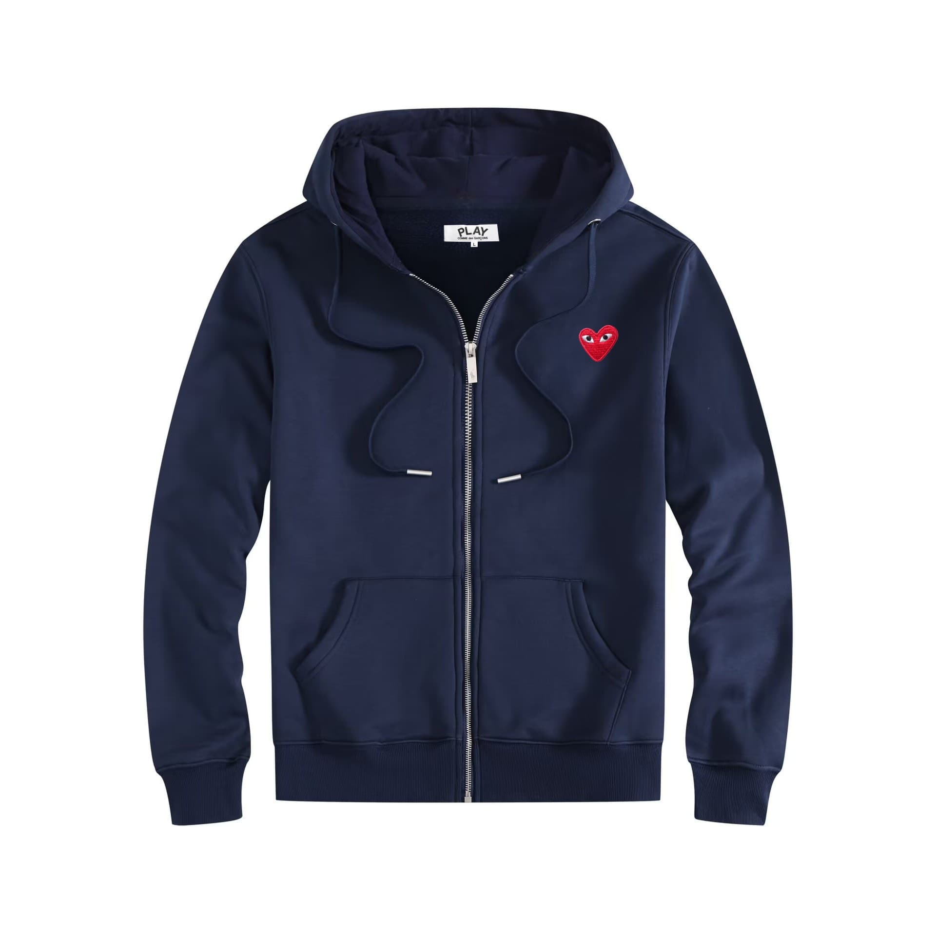Sweat-shirt à capuche doublé polaire PLAY avec fermeture éclair et cœur brodé, ample, grande taille, unisexe, pour couple