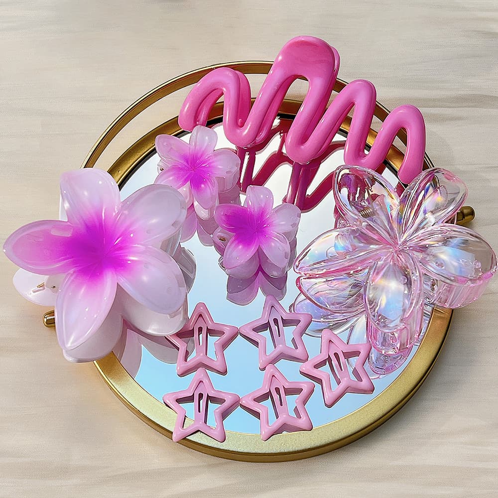 High End Hair Clip Flower Set Southeast Asian Style 10 Pieces Frangipani Full Back of Head Shark Hair Accessory