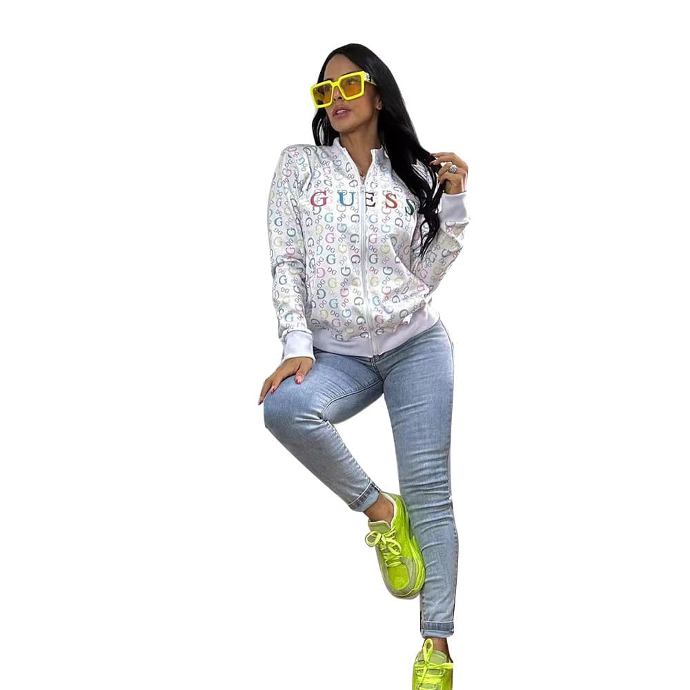Veste décontractée tendance pour femme 2024, avec imprimé et fermeture éclair, manteau à double fil
