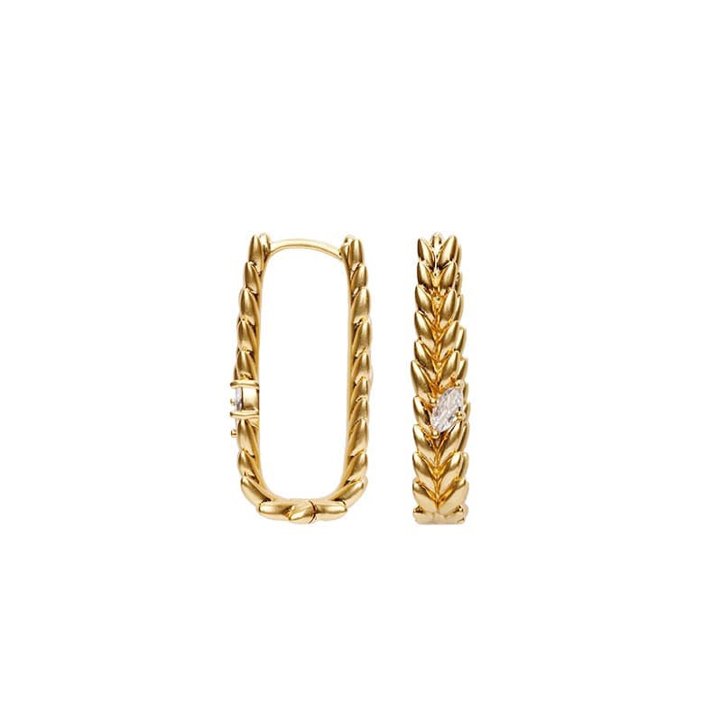 Women's Jewelry Retro Wheat Ear Leaf Earrings Light Luxury Niche Design High End Diamond Studded Fashionable All Match Earrings