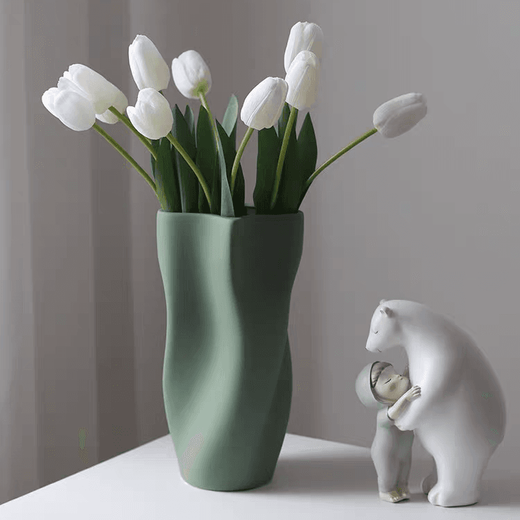 Vase en céramique Morandi haut de gamme, ornement floral, arrangement floral hydroponique, décoration de salon, fleurs fraîches, design de niche
