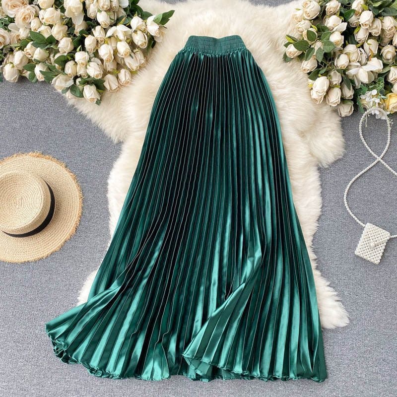 Women's Clothing Light Luxury Heavy-duty Pleated Mid-length A-line Skirt 2023 Spring Pleated Skirt