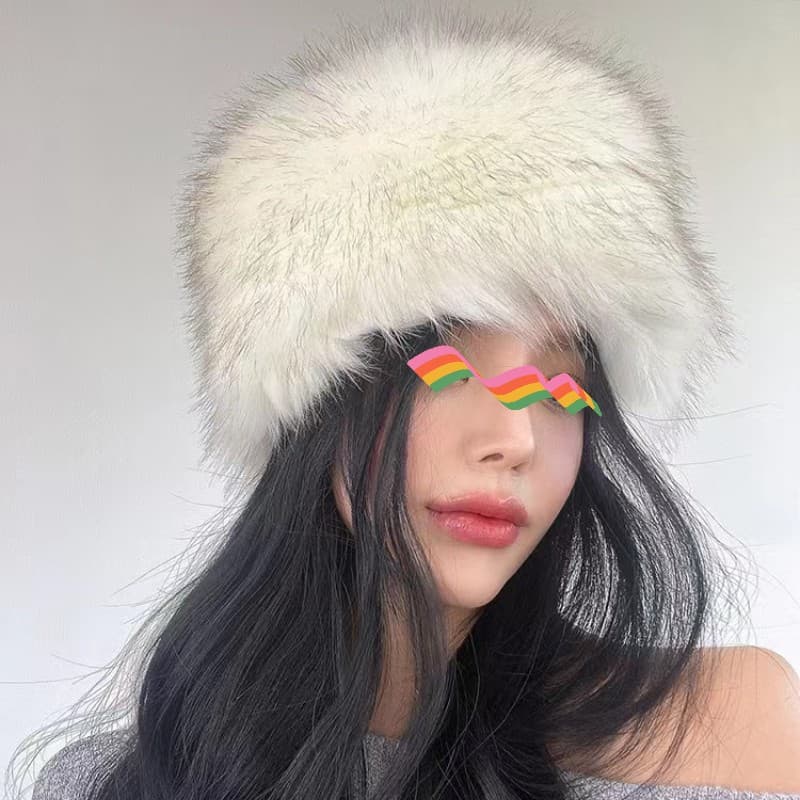 Winter Warm For Women, Fox Fur Lei Feng Thickened Round Top Mongolian Hat, Russian Snow Hat