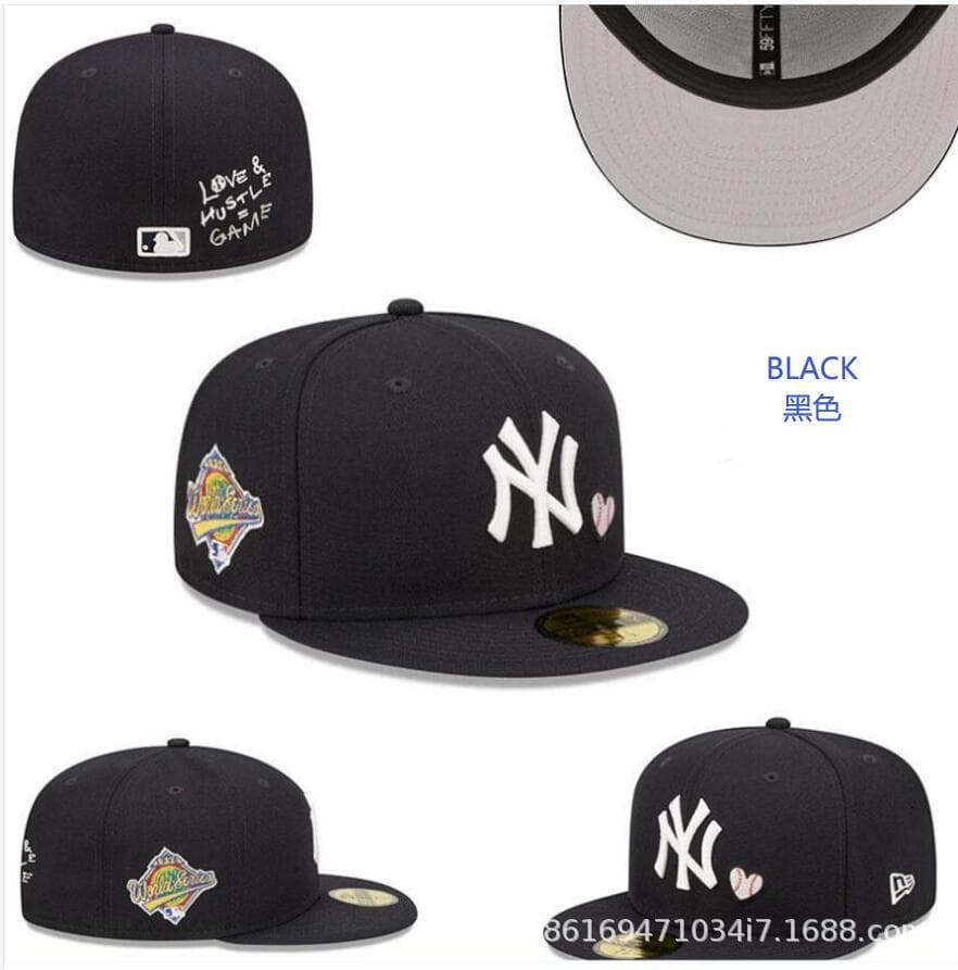 Casquette de baseball 2024 New NY, grande taille, entièrement fermée, avec pare-soleil et broderie non réglable.