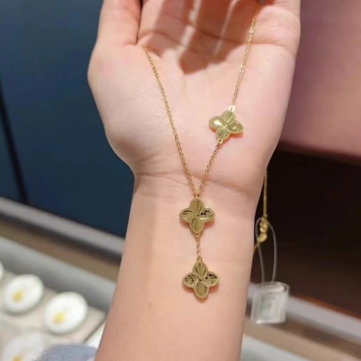 2024 New Zhoujia Four-Leaf Clover Gold Necklace For Women
