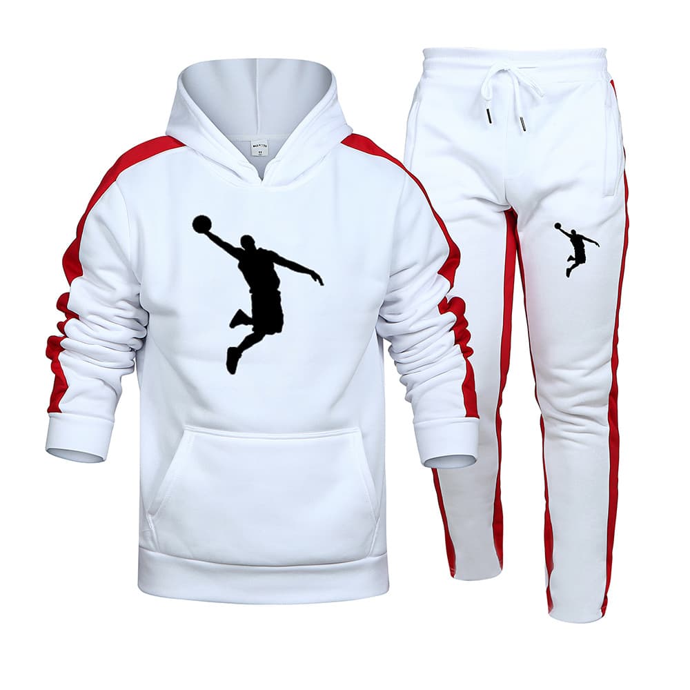 Autumn and Winter Casual Printed Fashion Color Block Hoodie Men's