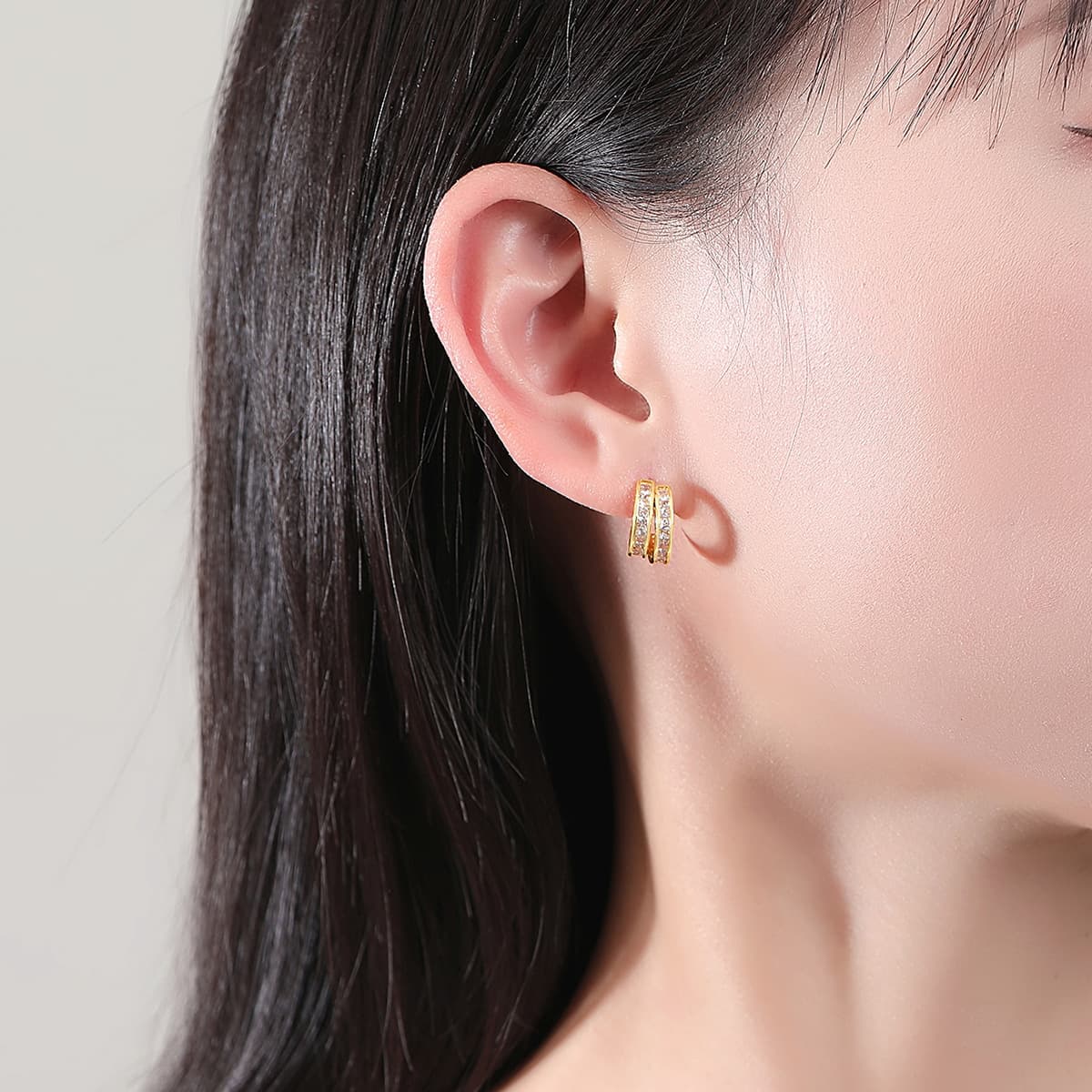 Women's Jewelry C-Shaped Zircon Earrings, Geometric Irregular Hoop Earrings For Women, Trendy And Unique Fashion Earrings Ladies Earrings