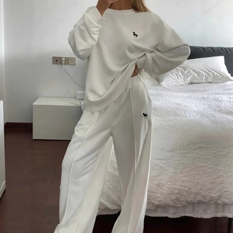 Trendy Matching Tracksuit Set For Women - Oversized Hoodie & Jogger Pants, Casual Streetwear Outfit (White/Black/Brown/Rose, M-Xxl)