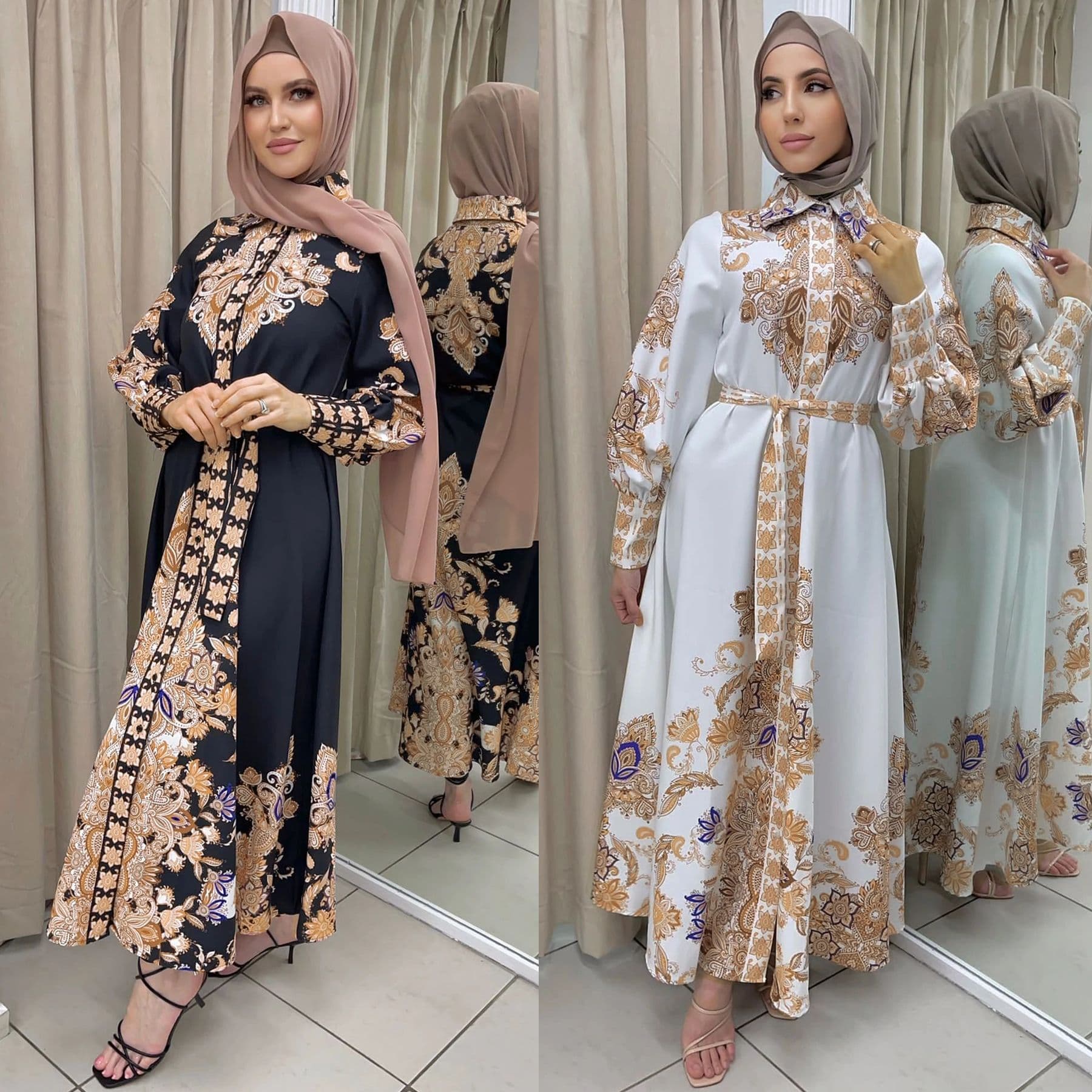 women's Arabic print big swing dress