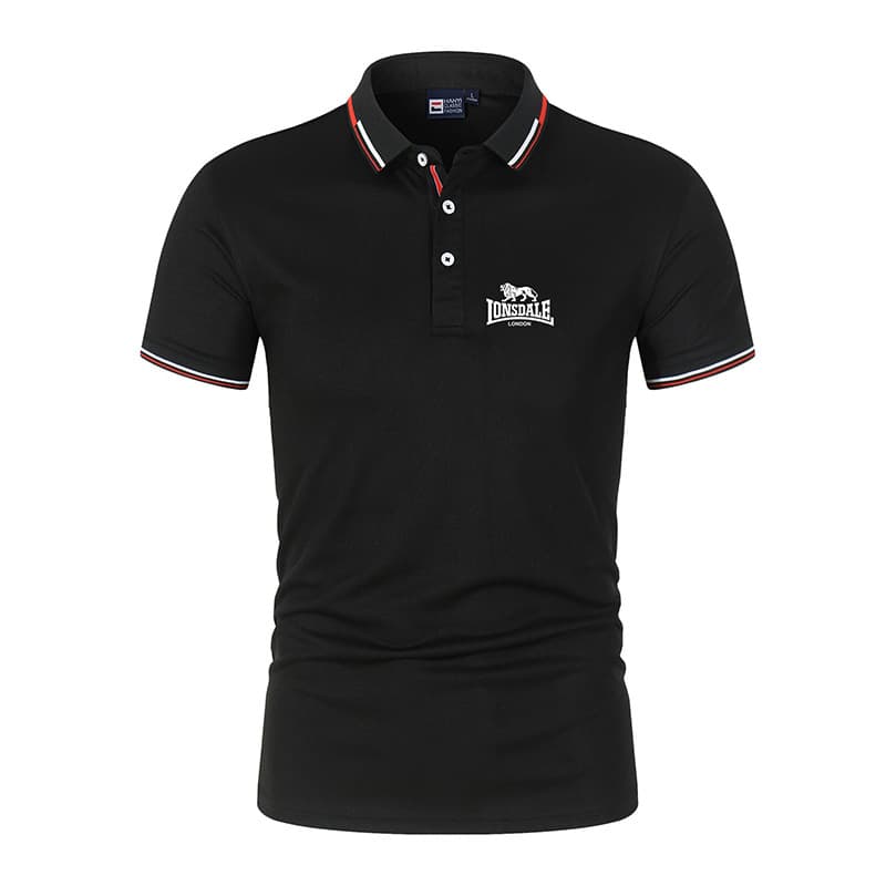 2022 Large New Men's Stand Collar Polo Shirt Printed Short Sleeve T-shirt