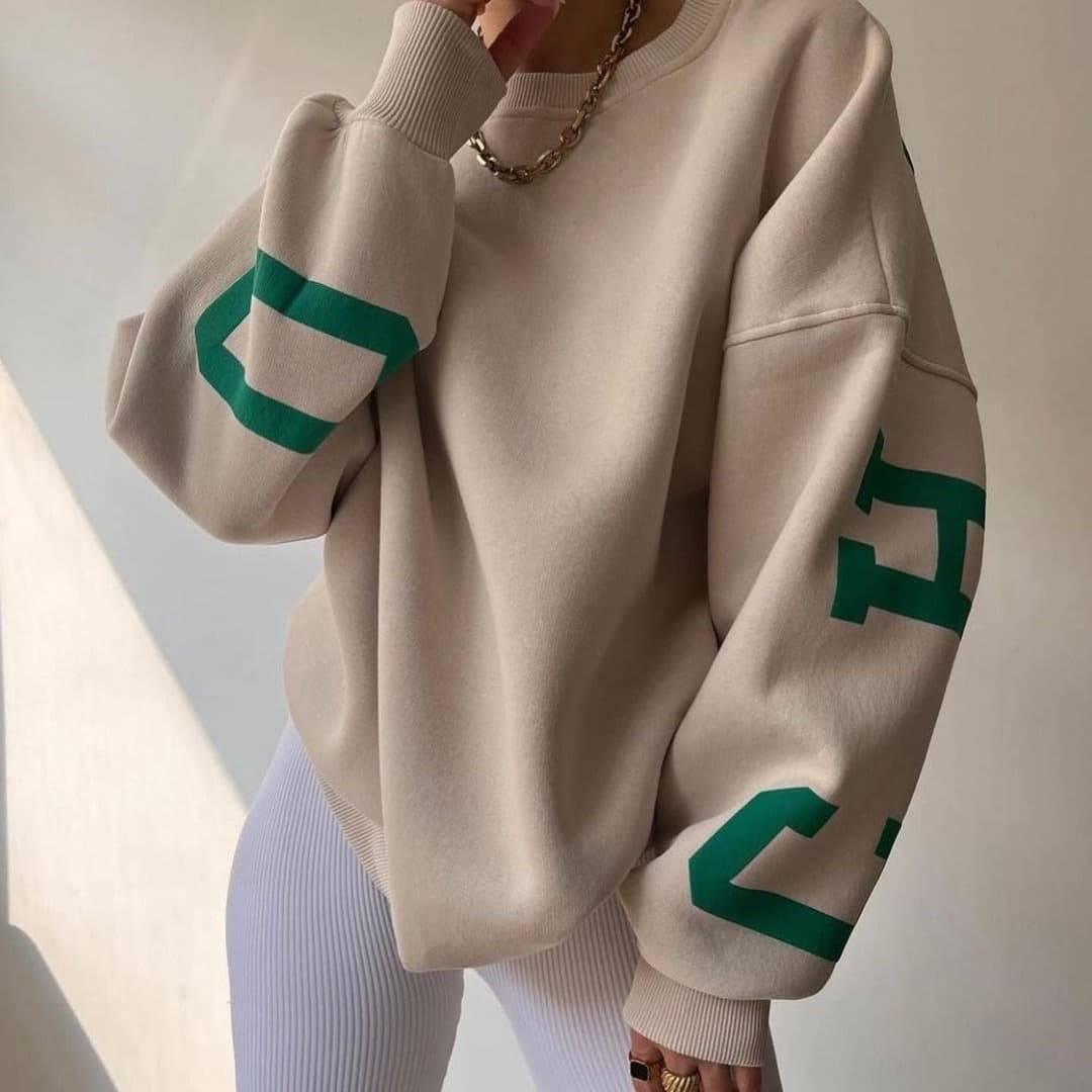 2024 Women's Casual Fashion Printed Thick Versatile Long Sleeve Sweatshirt