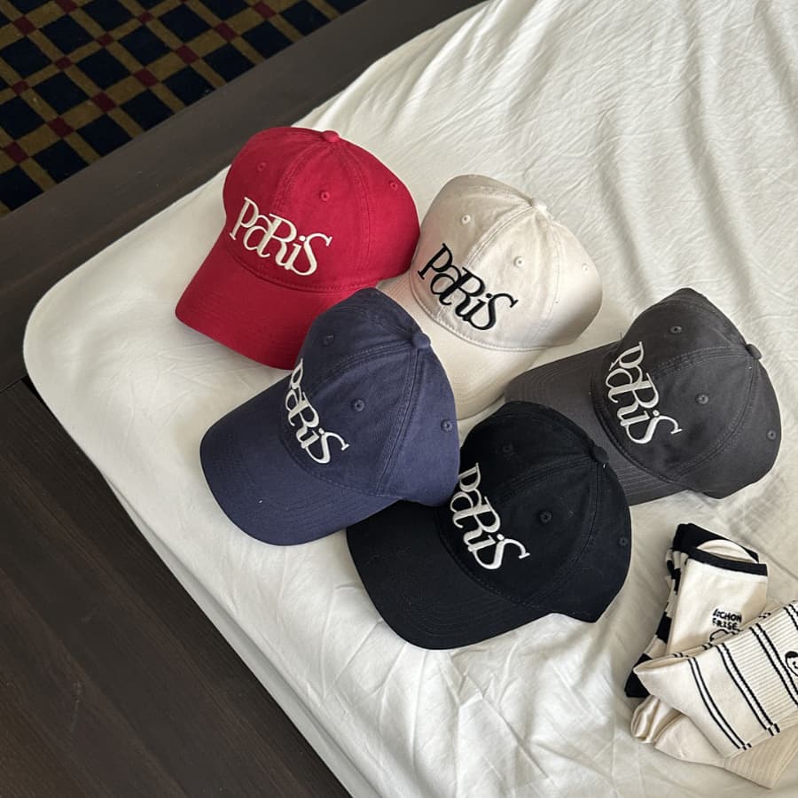 Unisex Baseball cap female PARIS letter embroidery soft top wide eaves show face small cap