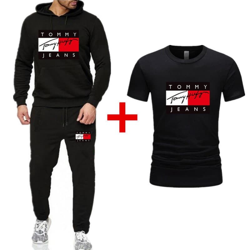 Nouvelle marque de mode lettre trois pièces hommes et femmes sweat à capuche de sport + pantalons décontractés + ensemble T-shirt à manches cour