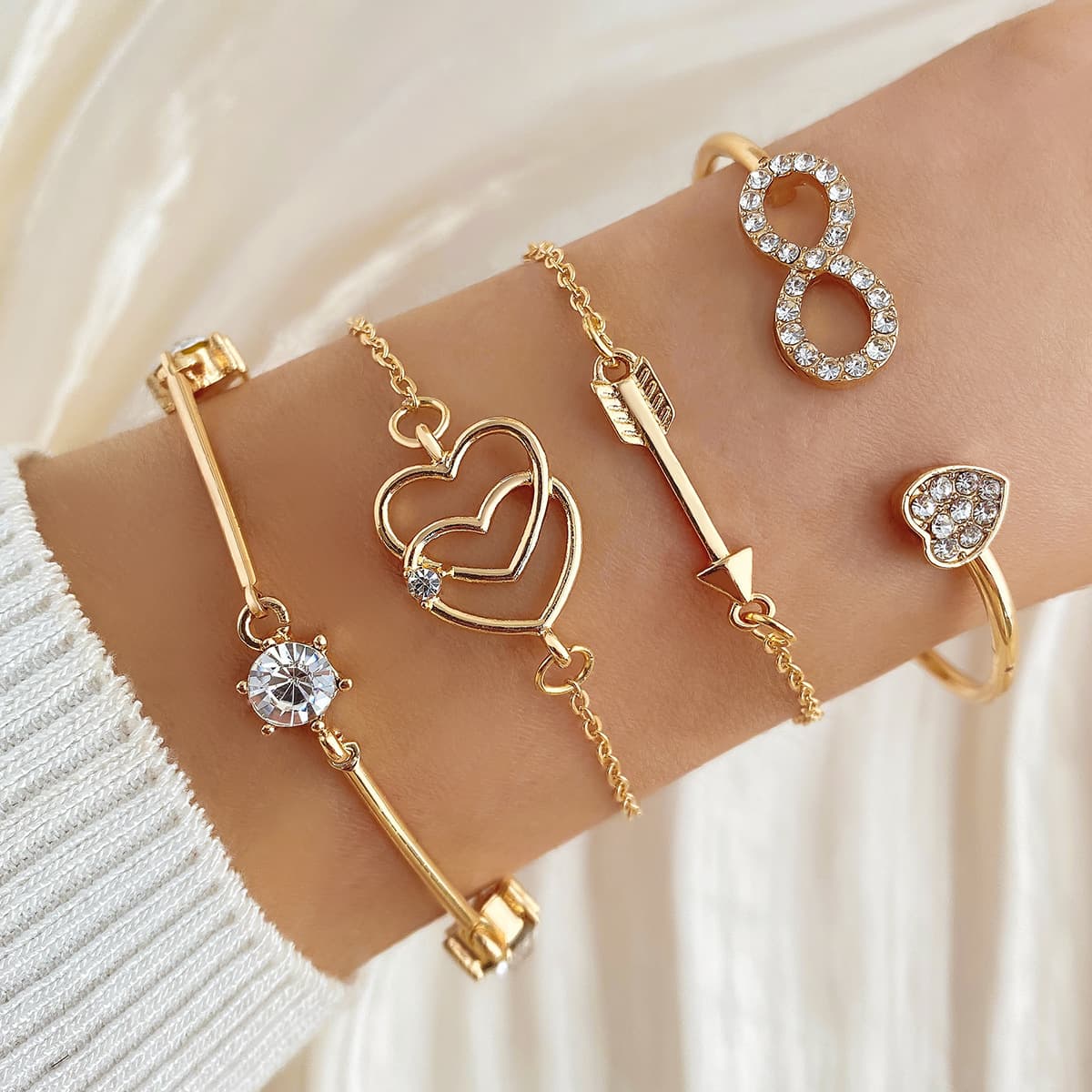 Ensemble de bracelets de luxe multicouches en diamants – Bracelets empilables haut de gamme pour femmes et hommes, bijoux fantaisie