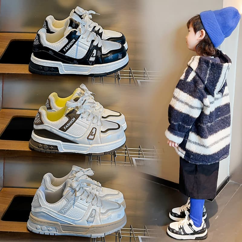 Children's Fashion Board 2024 Autumn Women's Baby Leather Casual Versatile Boys' Velcro Single Shoes