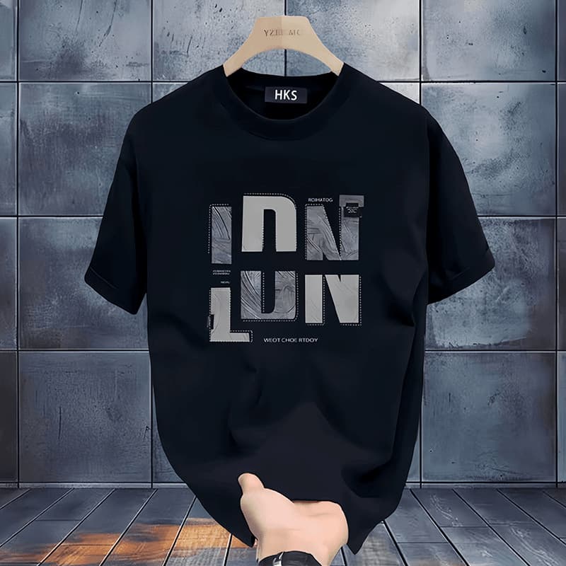 Men's clothing Summer combed cotton short-sleeved T-shirt men's 2024 new 220G heavy double yarn loose printed top