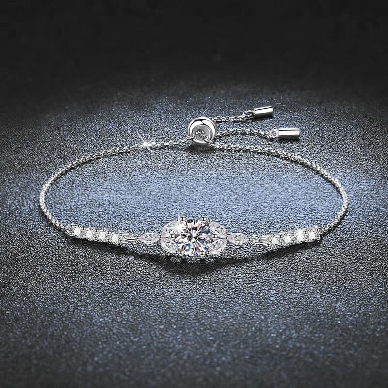 Elegant Moissanite Bracelet For Women, Hexagon Geometric Design, 925 Sterling Silver Jewelry, Hypoallergenic Rhodium Plated, Perfect Gift
