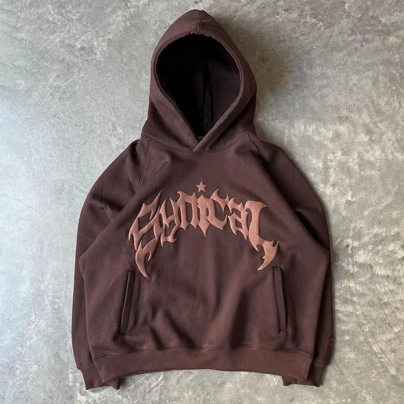 ​Gothic Letter & Star 3D Foam Print Hoodie – Vintage Streetwear Pullover For Men & Women​