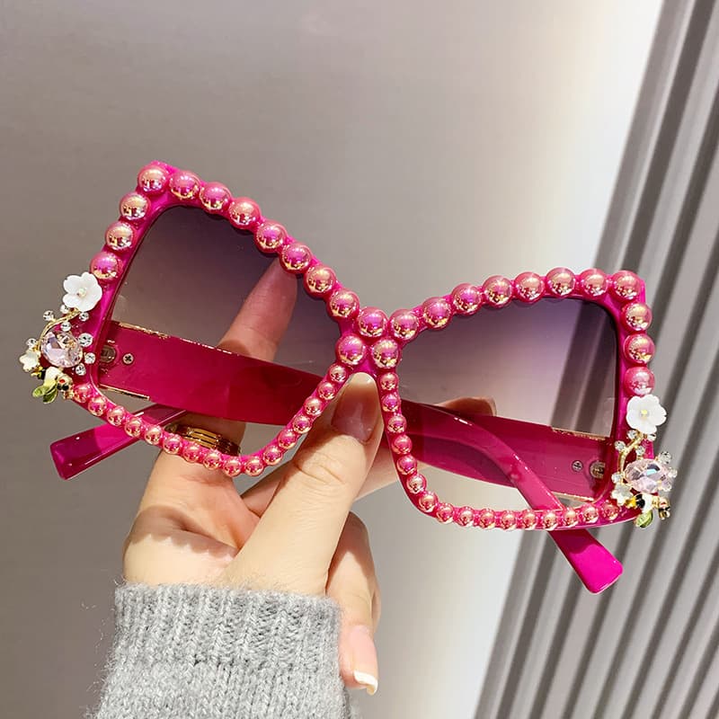 Unisex Fashion Round Diamond Studded Sunglasses Sun Protection Sunglasses Outdoor Rhinestone Glasse