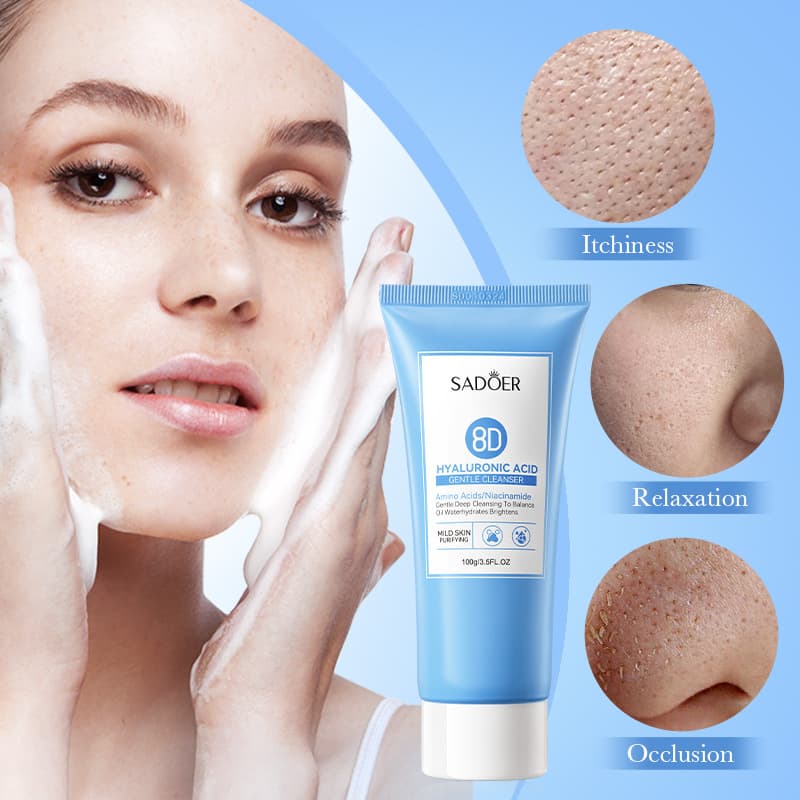 SADOER8D Hyaluronic Acid Mild Cleaning in Full English, Non irritating Facial Cleanser