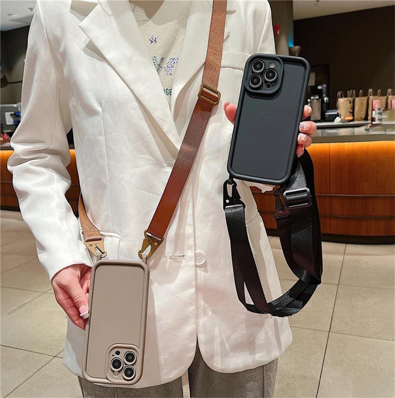 Crossbody Necklace Lanyard Cord Case For iPhone 15 14 13 12 11 Pro Max 8 7 Plus X XS XR SE 2 3 Soft TPU Silicone Matte