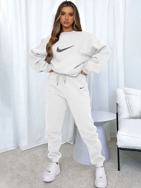Ensemble sweat-shirt et pantalon automne-hiver - Nouveauté femme - Style tendance et amusant - Col rond - Manches longues