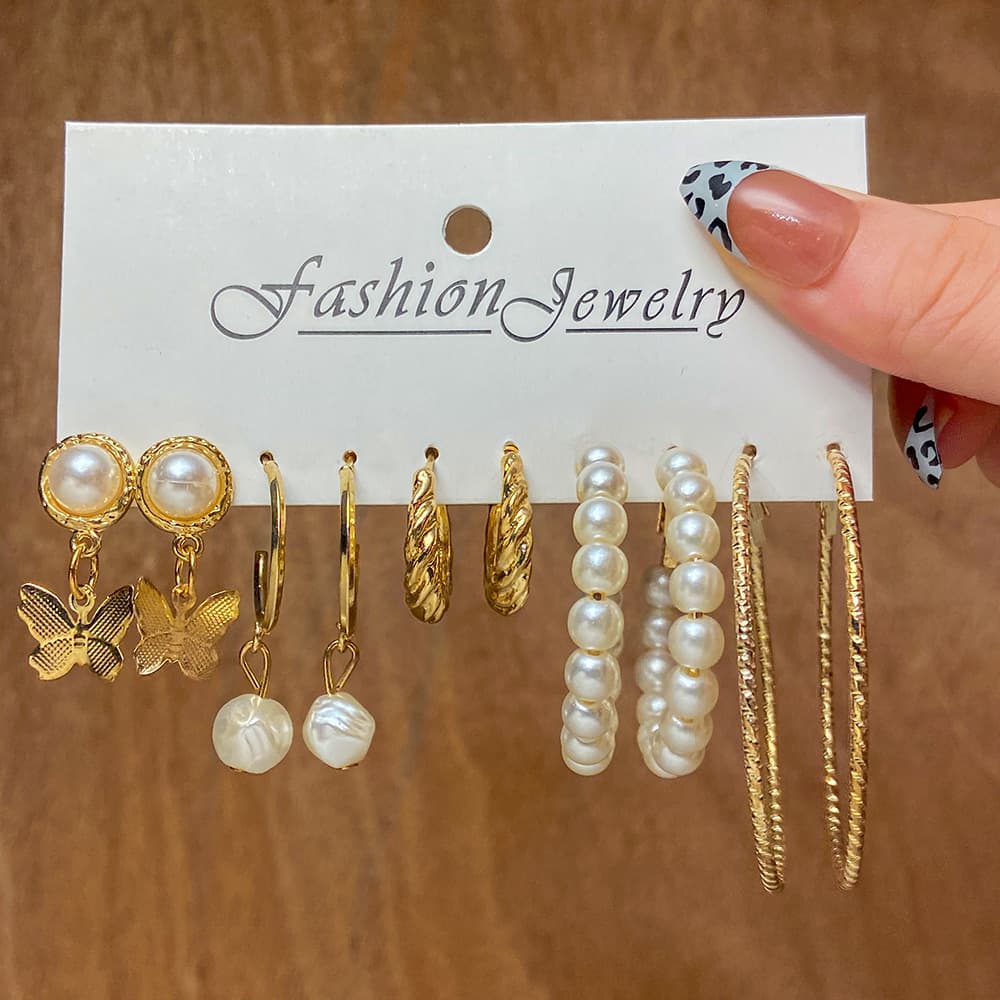 Lot de 11 boucles d'oreilles en perles torsadées en forme de cœur pour femmes, très tendance