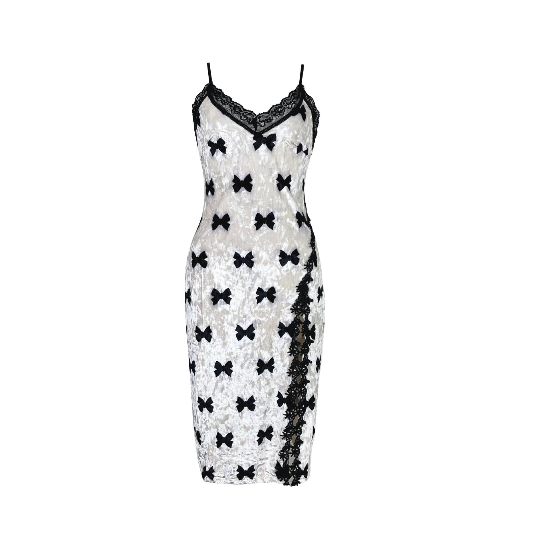 Women's Clothing Sexy Printed Velvet Nightdress Slit Sling Nightdress Lace Splicing Home Clothes