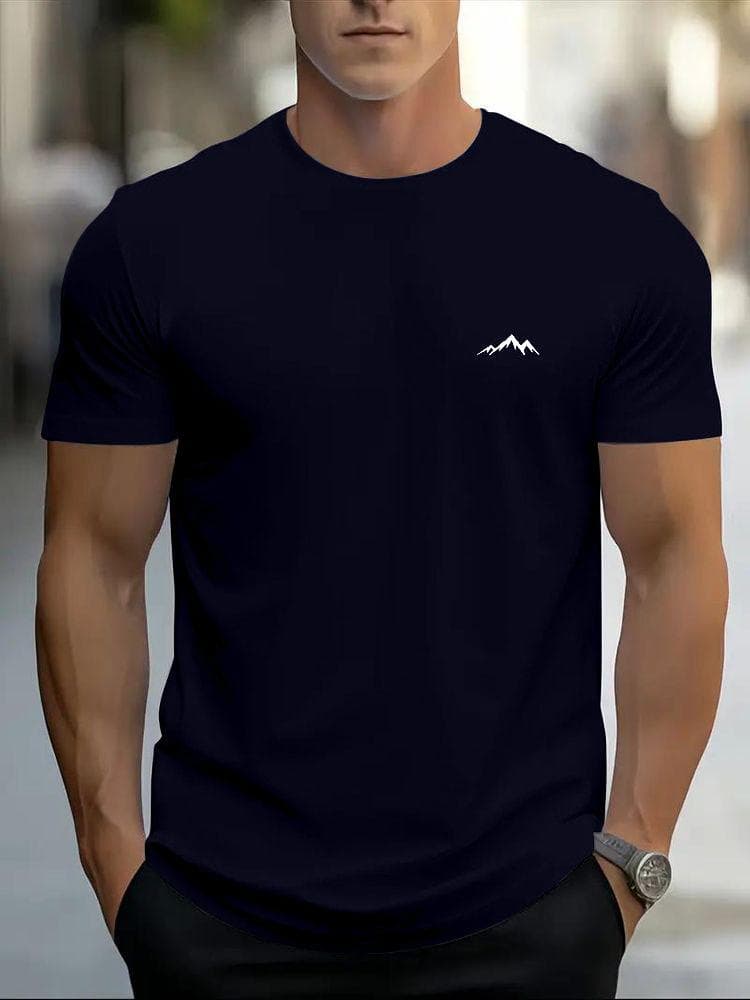 2024 New High End Brand Summer Fashion 100% cotton Loose Print T-shirt Top Round Neck Extra Large Men's Clothing Size