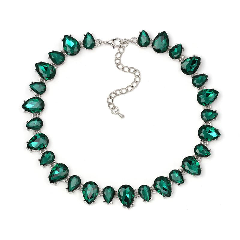 Luxury crystal gemstone evening necklace full of diamonds chock jewelry