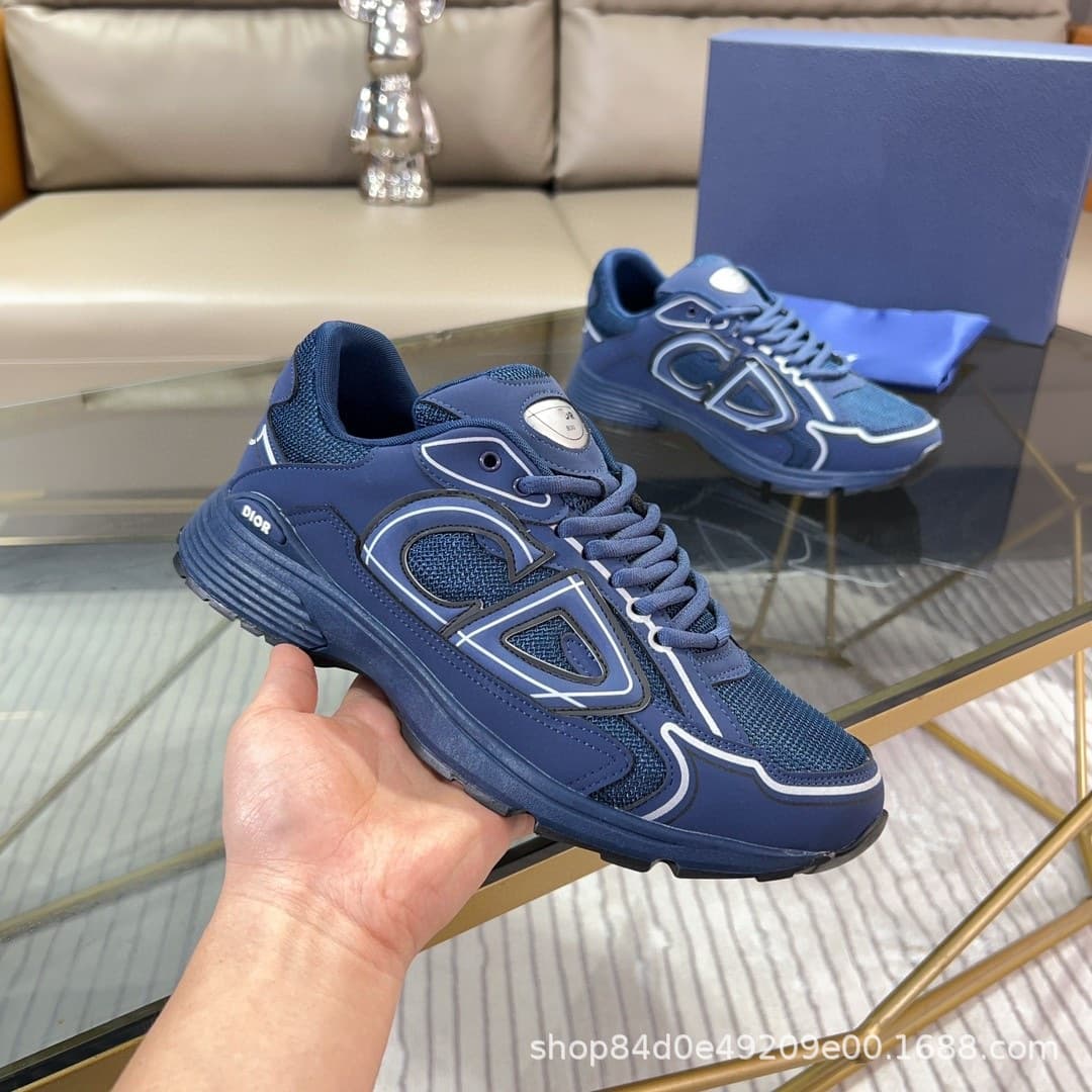 Chaussures de sport décontractées Guangzhou Goods CD Fashion B30, version haute, réfléchissantes, patchwork, pour papa, pour couple