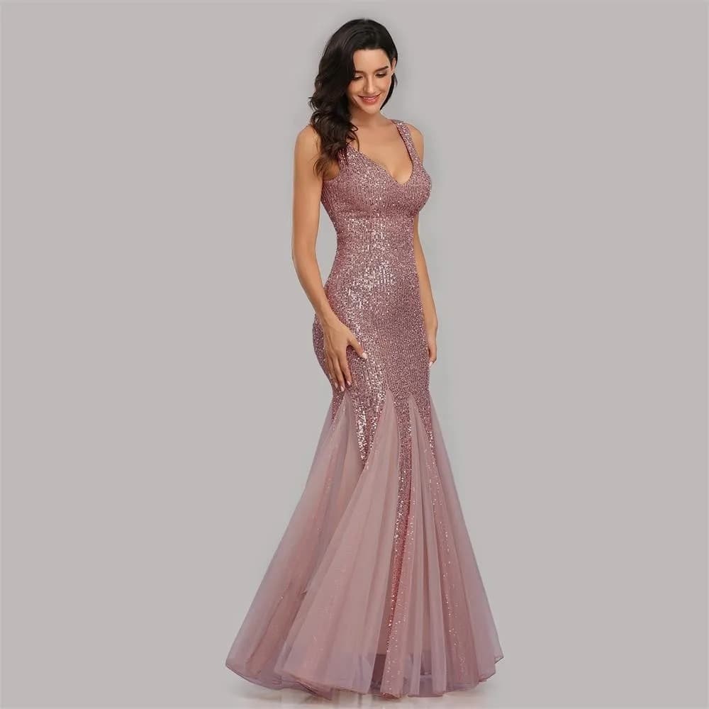 Women's Clothing Sequined Toast Dress Bride Red Fishtail Slim Banquet Evening Dress