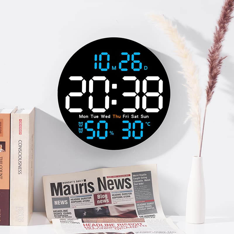 Minimalist Living Room Wall Electronic Multifunctional Home With Temperature And Humidity Silent Clock 5501