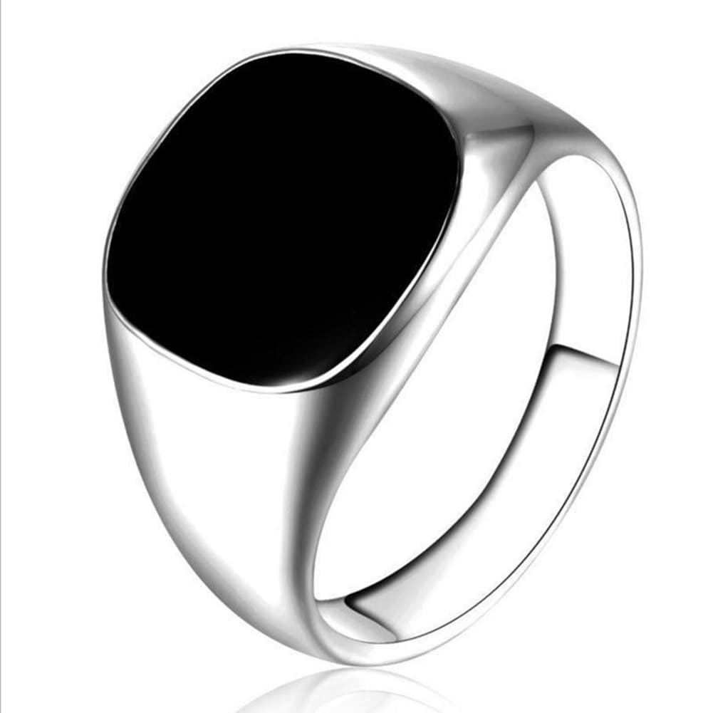 Yamaler Solid Polished Stainless Steel Band Biker Men Signet Ring Finger Jewelry Gift