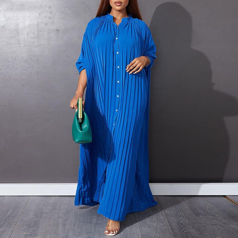 Women's fashion loose casual pleated dress