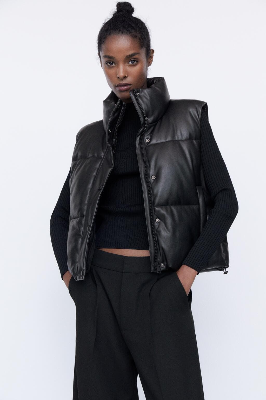 Autumn and winter women's leather cotton vest tops women's